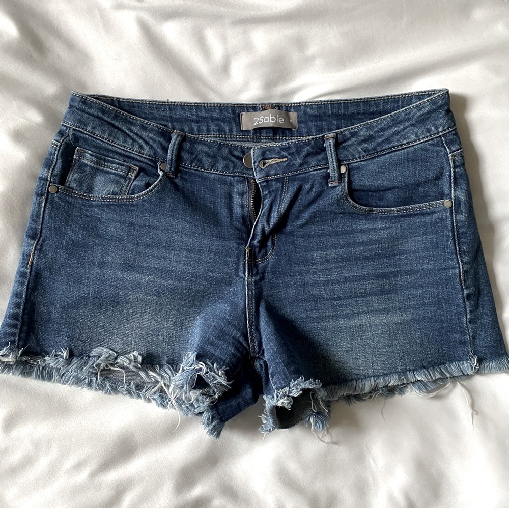 Black Label Medium Wash Denim Shorts